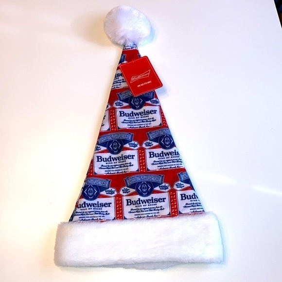 Budweiser Santa Hat  OSFM Christmas Cap pompom 
Official logo Bud party - Picture 1 of 3
